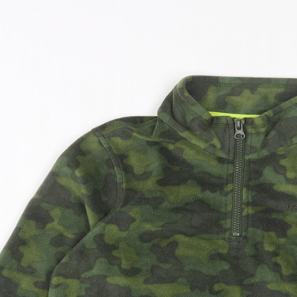 Regatta Boys Green Camouflage Polyester Pullover Sweatshirt Size 9-10 Years Zip - Logo, Embroidered