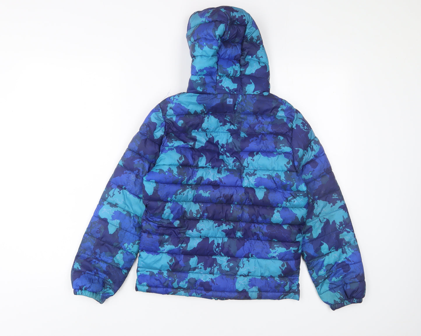 Mountain Warehouse Boys Blue Geometric Basic Coat Coat Size 9-10 Years Zip - Pockets