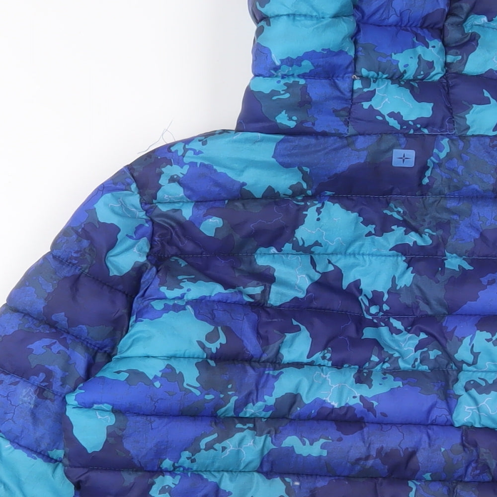 Mountain Warehouse Boys Blue Geometric Basic Coat Coat Size 9-10 Years Zip - Pockets