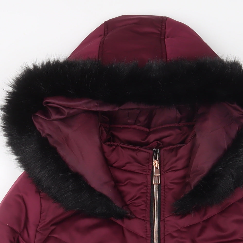 Lipsy Girls Red Basic Coat Coat Size 13 Years Zip - Zip Pockets