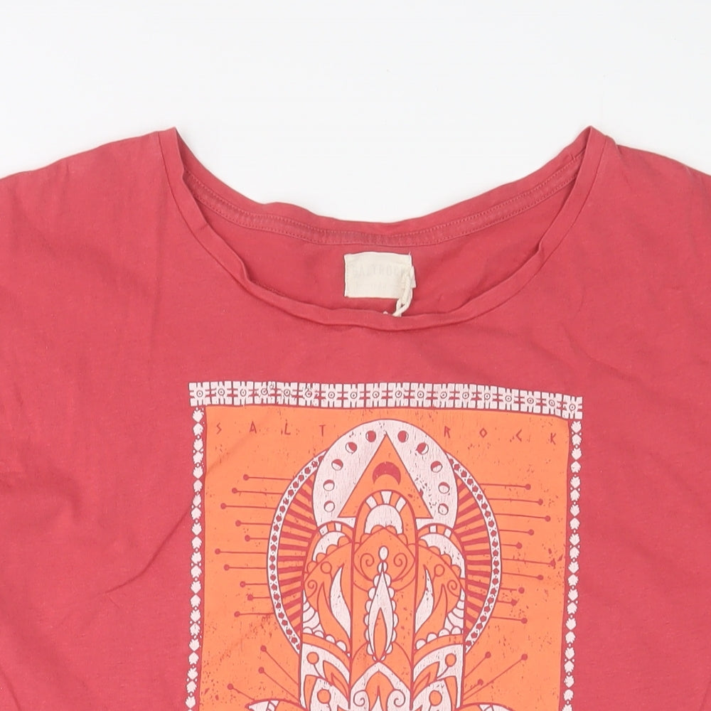 Saltrock Womens Red Cotton Basic T-Shirt Size 16 Boat Neck