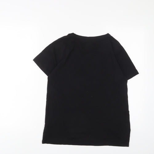 New Look Womens Black Cotton Basic T-Shirt Size 10 Crew Neck