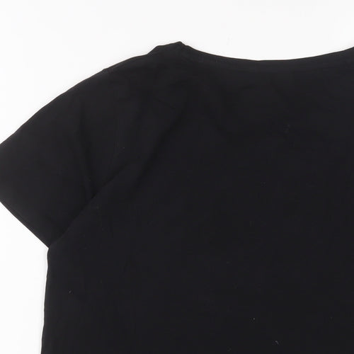 New Look Womens Black Cotton Basic T-Shirt Size 10 Crew Neck