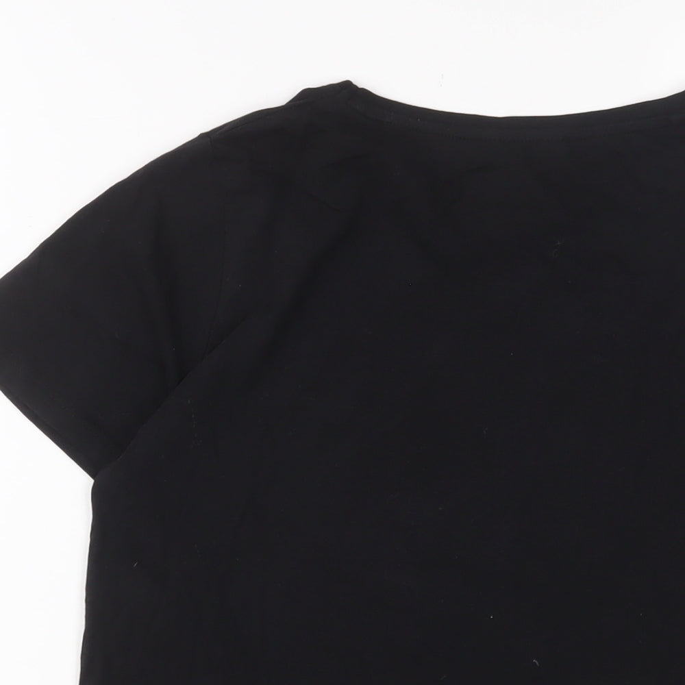 New Look Womens Black Cotton Basic T-Shirt Size 10 Crew Neck