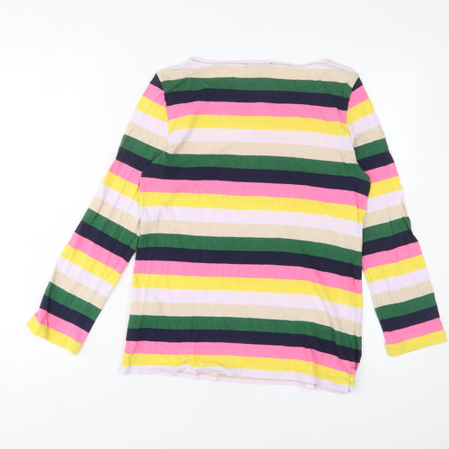 J.CREW Womens Multicoloured Striped Cotton Basic T-Shirt Size S Boat Neck
