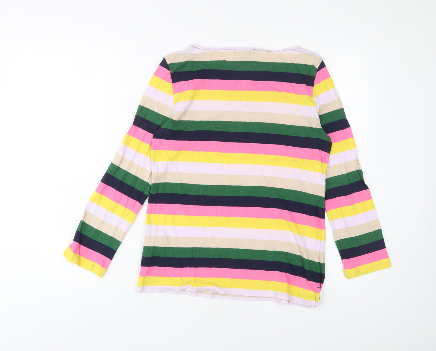 J.CREW Womens Multicoloured Striped Cotton Basic T-Shirt Size S Boat Neck