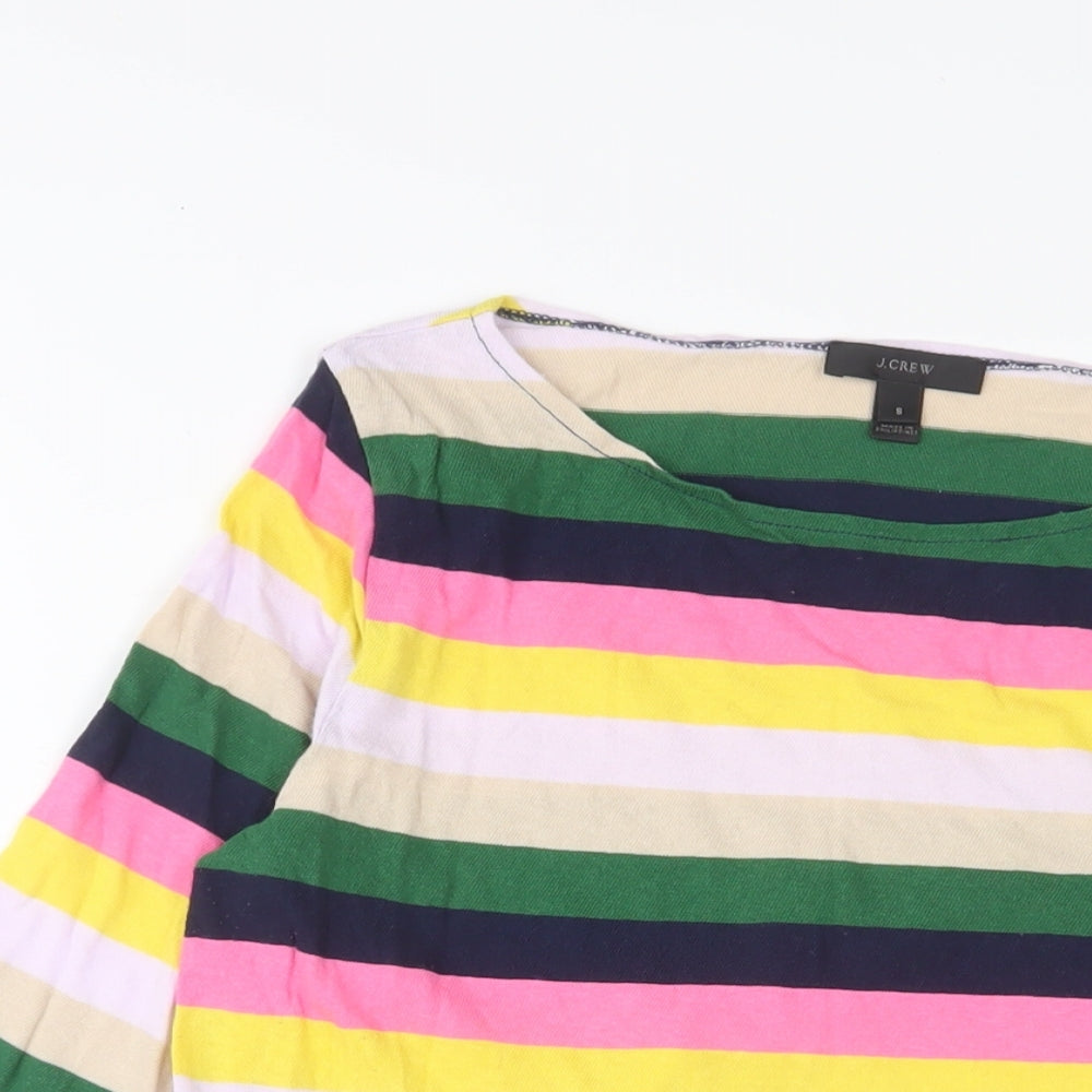 J.CREW Womens Multicoloured Striped Cotton Basic T-Shirt Size S Boat Neck
