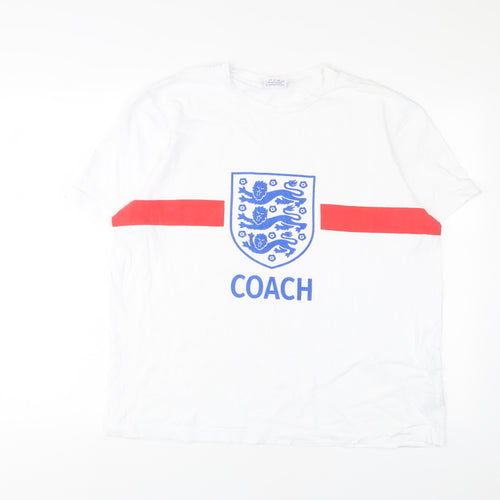 England Mens White Cotton T-Shirt Size L Crew Neck
