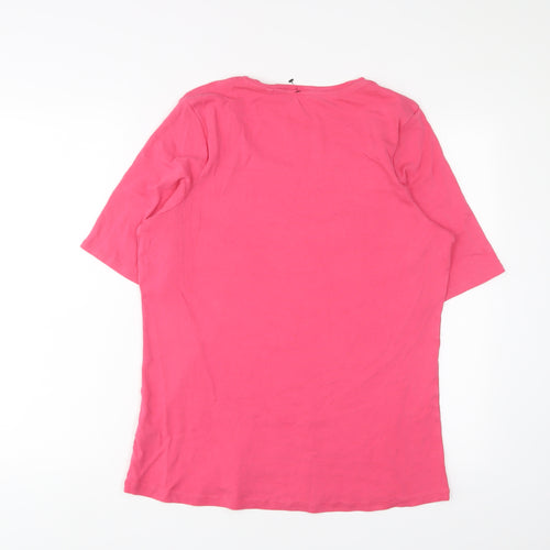 Marks and Spencer Womens Pink Cotton Basic T-Shirt Size 20 Scoop Neck