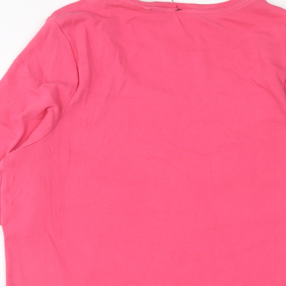 Marks and Spencer Womens Pink Cotton Basic T-Shirt Size 20 Scoop Neck