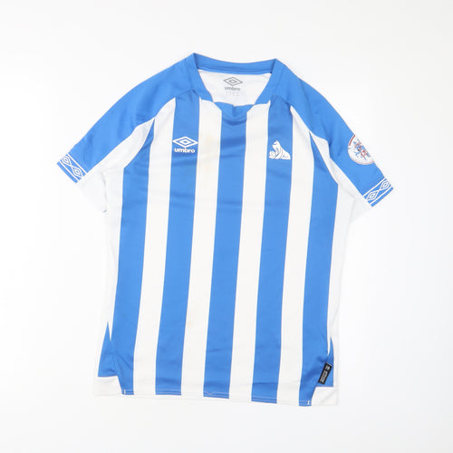 Huddersfield Town Football Club Boys Blue Striped Polyester Basic T-Shirt Size 11-12 Years Crew Neck Pullover