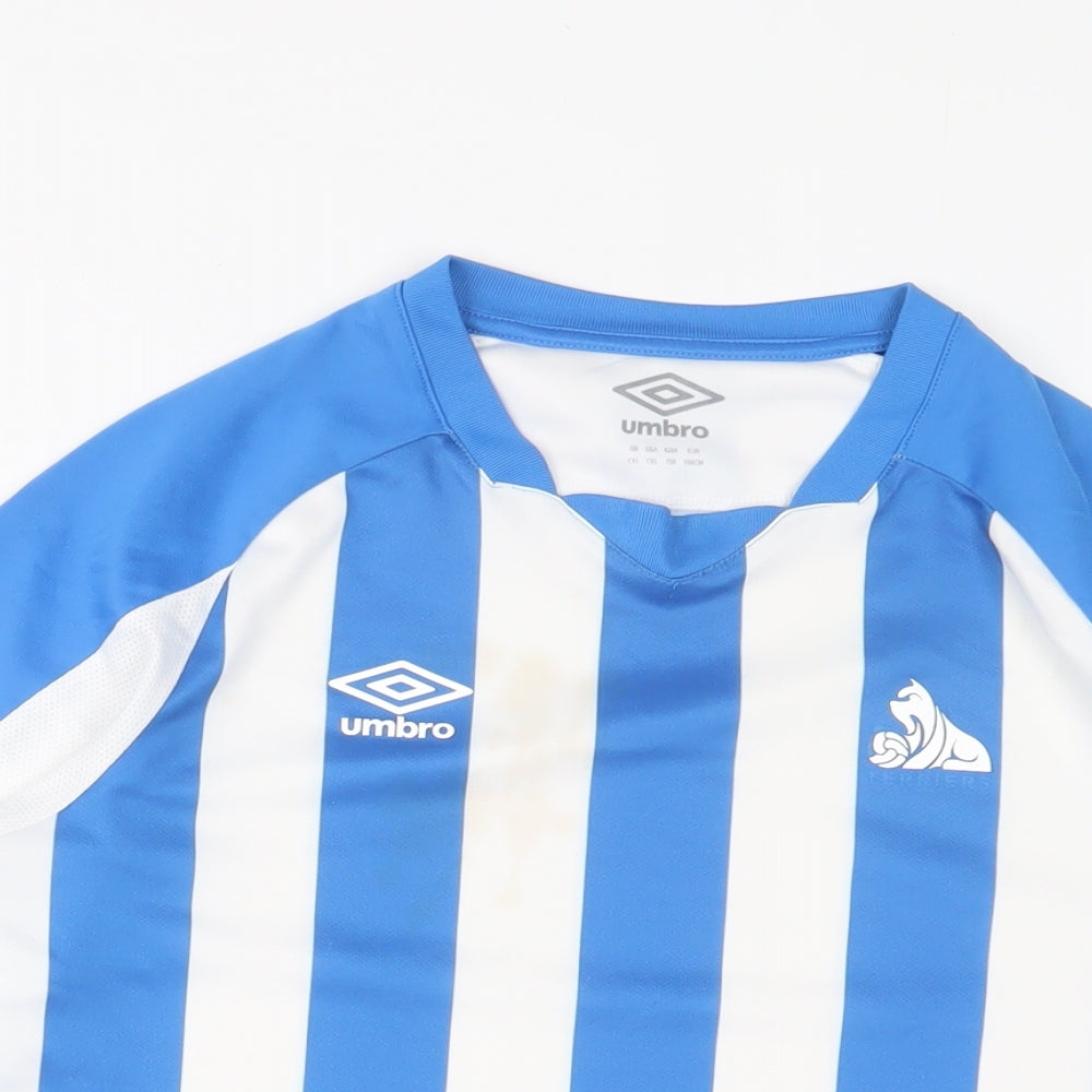 Huddersfield Town Football Club Boys Blue Striped Polyester Basic T-Shirt Size 11-12 Years Crew Neck Pullover