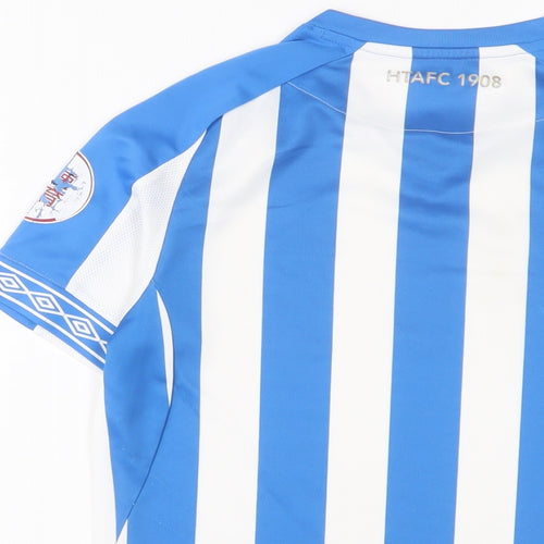 Huddersfield Town Football Club Boys Blue Striped Polyester Basic T-Shirt Size 11-12 Years Crew Neck Pullover