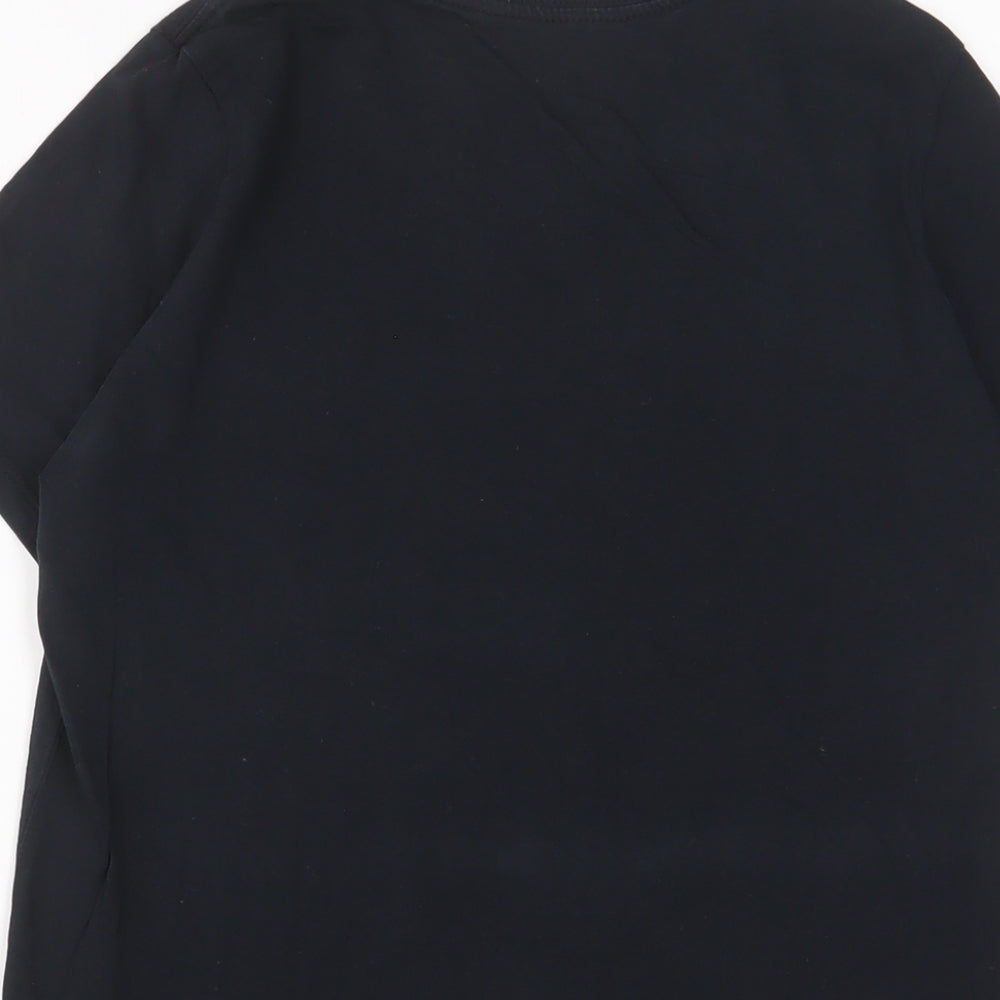 Nike Womens Black Cotton Basic T-Shirt Size M Crew Neck - Logo