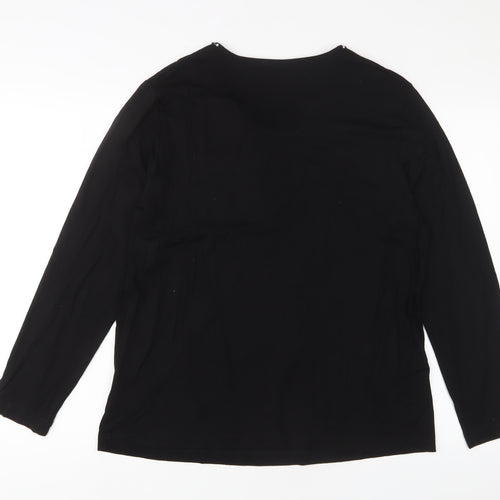 Cavita Womens Black Viscose Basic T-Shirt Size 18 Scoop Neck - Jewels
