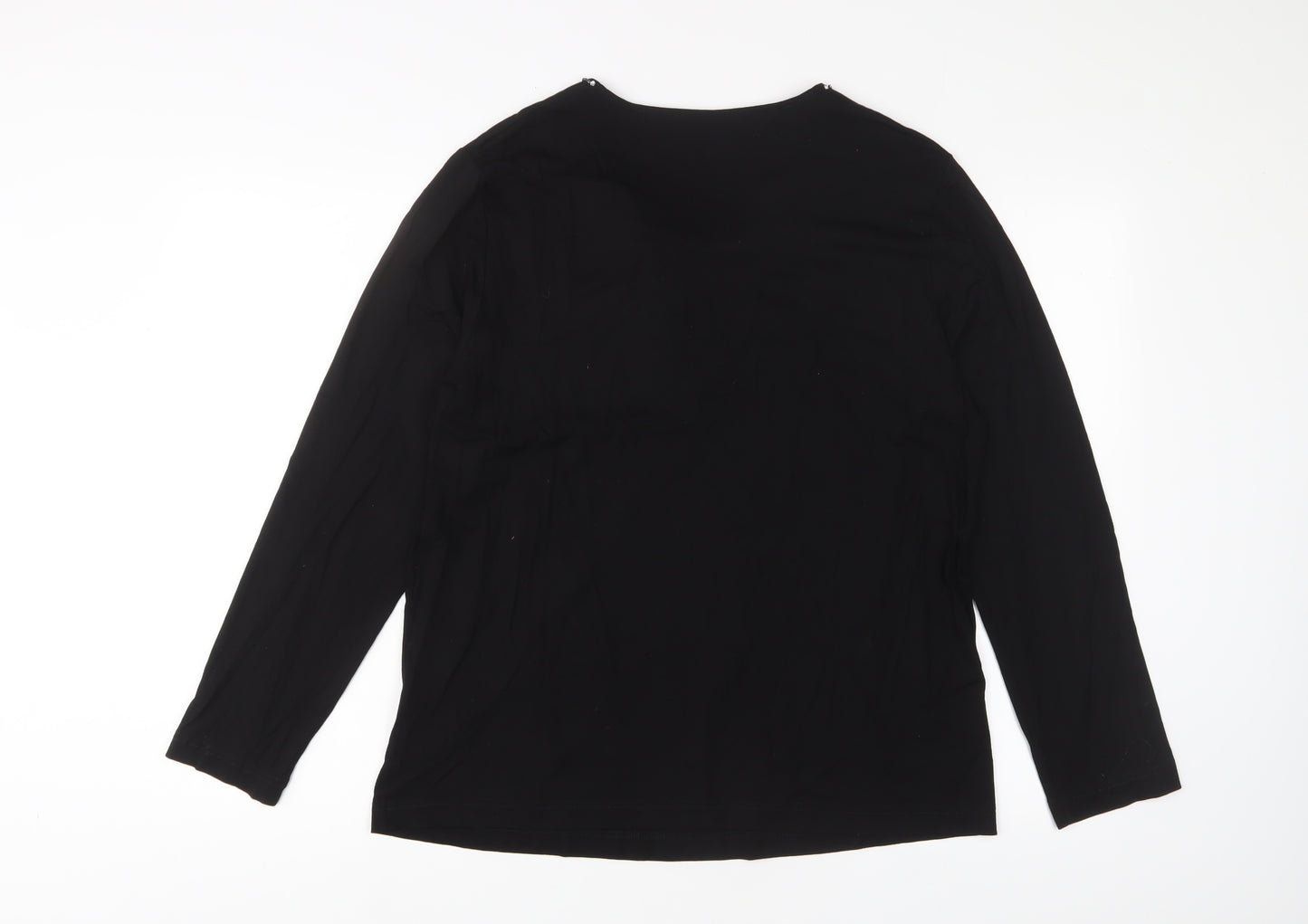 Cavita Womens Black Viscose Basic T-Shirt Size 18 Scoop Neck - Jewels