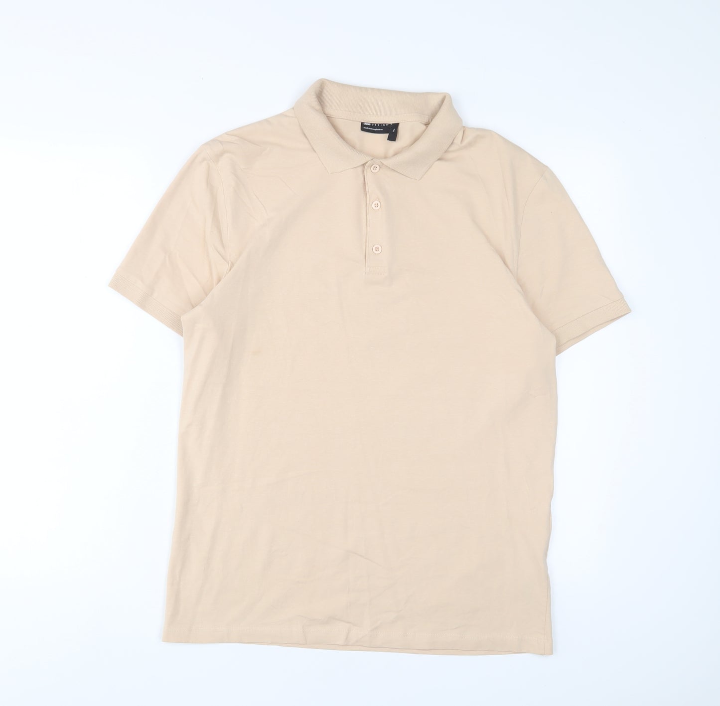 ASOS Mens Beige Cotton Polo Size XL Collared Button