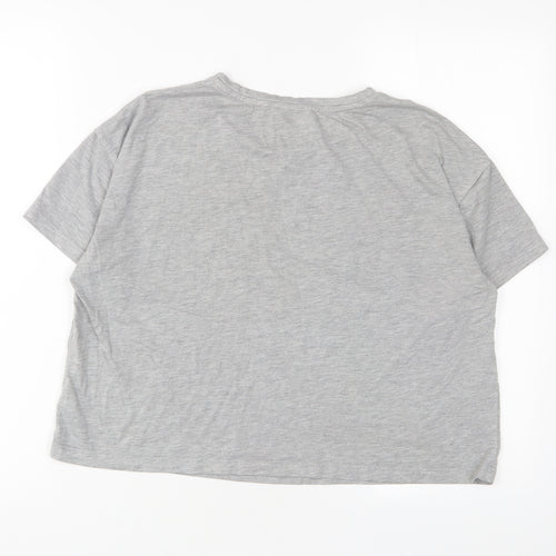 New Look Womens Grey Cotton Basic T-Shirt Size M Crew Neck