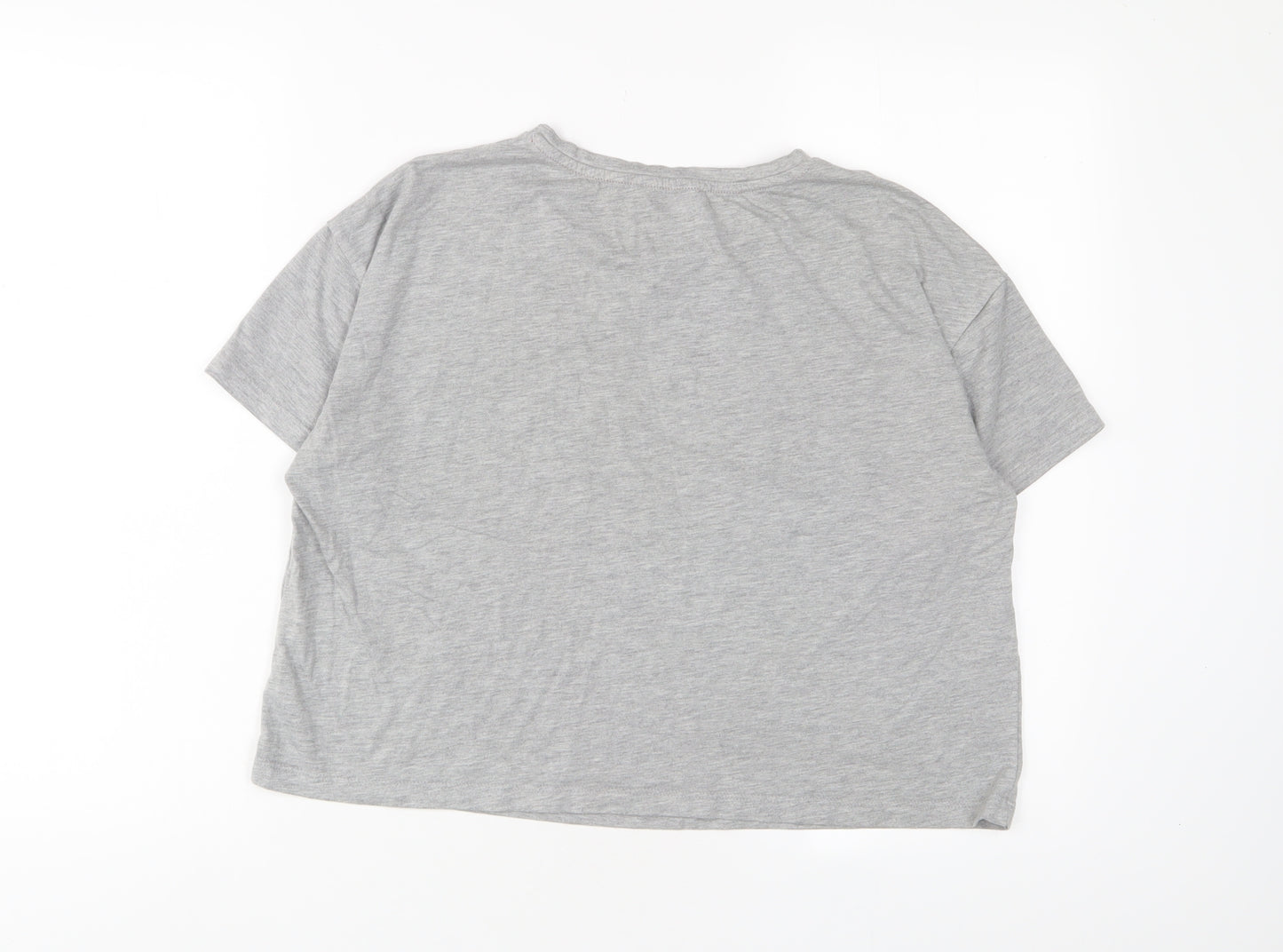 New Look Womens Grey Cotton Basic T-Shirt Size M Crew Neck