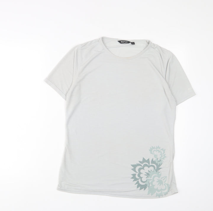 Rohan Womens Grey Polyester Basic T-Shirt Size S Crew Neck