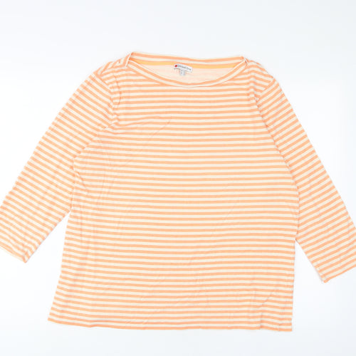 Street One Womens Orange Striped Cotton Basic T-Shirt Size 18 Boat Neck