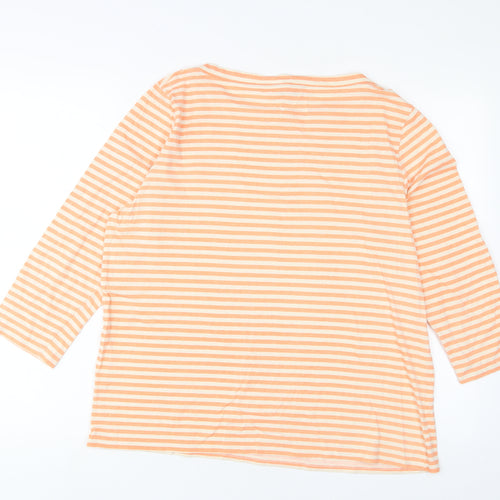 Street One Womens Orange Striped Cotton Basic T-Shirt Size 18 Boat Neck
