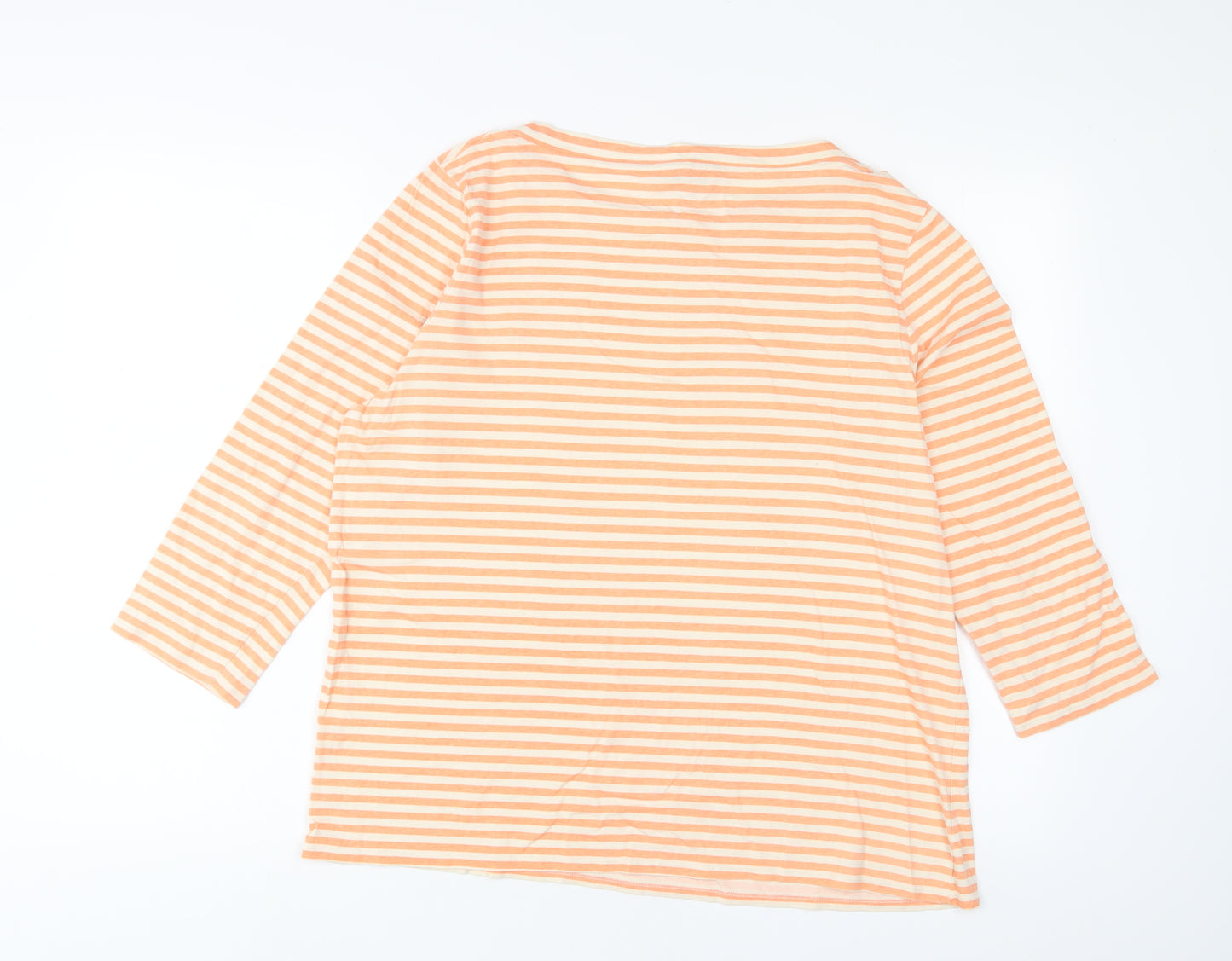 Street One Womens Orange Striped Cotton Basic T-Shirt Size 18 Boat Neck