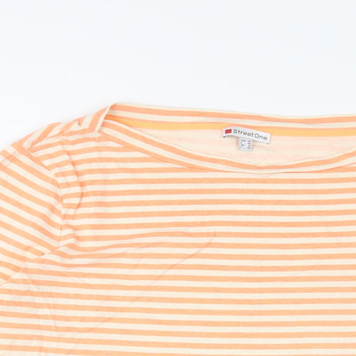 Street One Womens Orange Striped Cotton Basic T-Shirt Size 18 Boat Neck