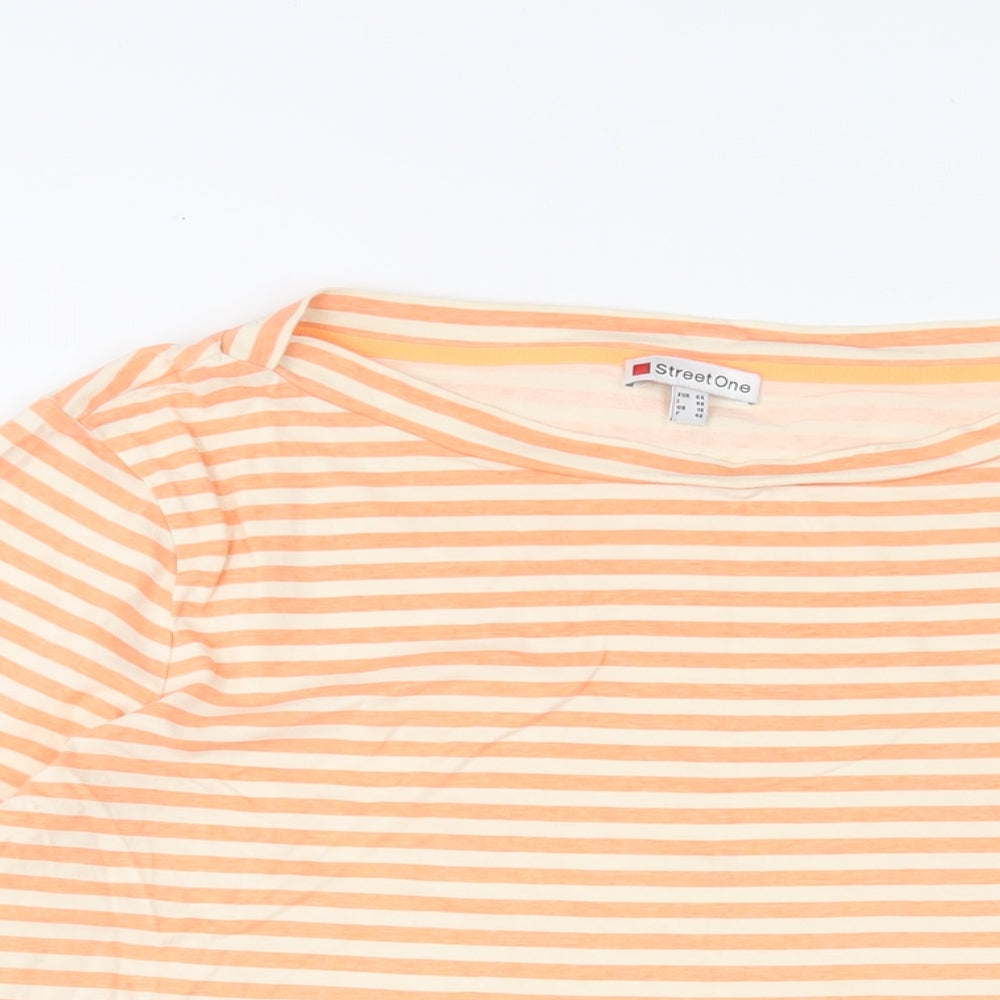 Street One Womens Orange Striped Cotton Basic T-Shirt Size 18 Boat Neck