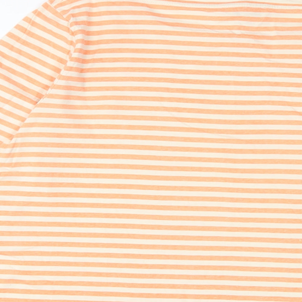 Street One Womens Orange Striped Cotton Basic T-Shirt Size 18 Boat Neck