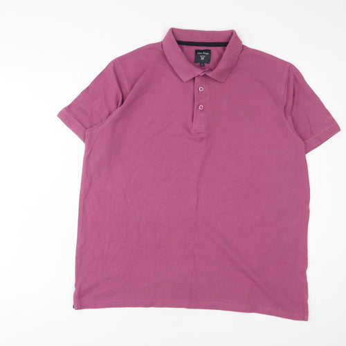 James Pringle Mens Purple Cotton Polo Size M Collared Button