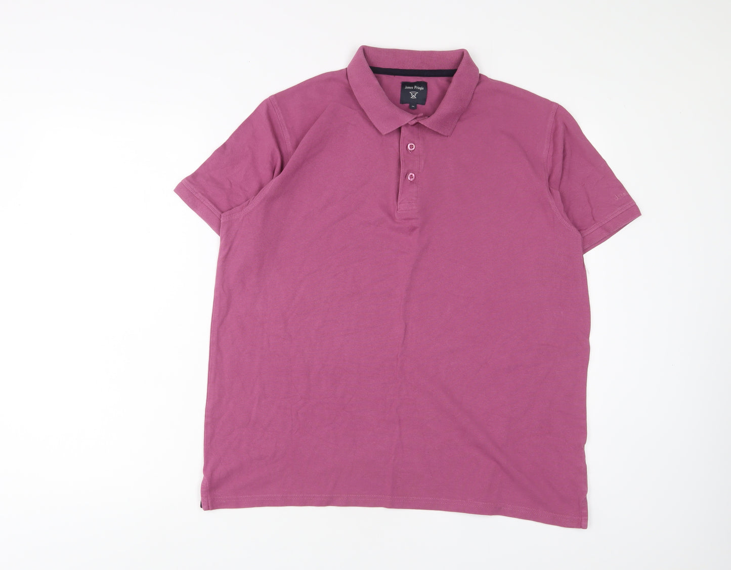 James Pringle Mens Purple Cotton Polo Size M Collared Button