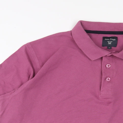 James Pringle Mens Purple Cotton Polo Size M Collared Button