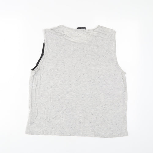 Topshop Womens Grey Polyester Basic Tank Size 10 Boat Neck - Lace