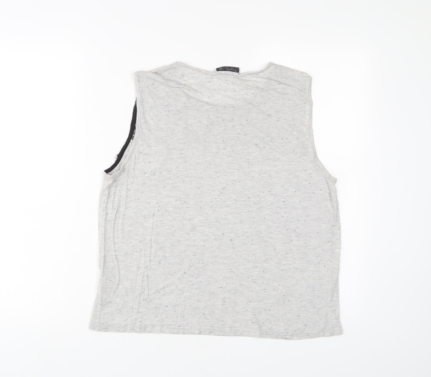 Topshop Womens Grey Polyester Basic Tank Size 10 Boat Neck - Lace