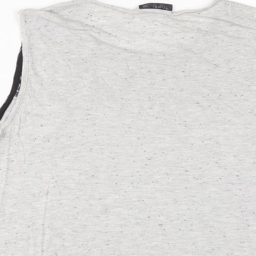 Topshop Womens Grey Polyester Basic Tank Size 10 Boat Neck - Lace