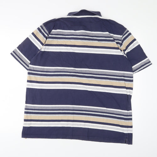Dunnes Stores Mens Multicoloured Striped Cotton Polo Size XL Collared Button