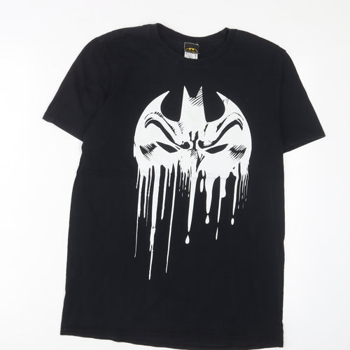 Batman Mens Black Cotton T-Shirt Size M Crew Neck