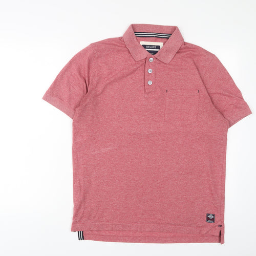 TOG24 Mens Pink Cotton Polo Size M Collared Button