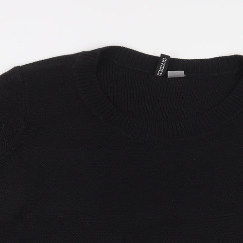 H&M Womens Black Crew Neck Acrylic Pullover Jumper Size 12
