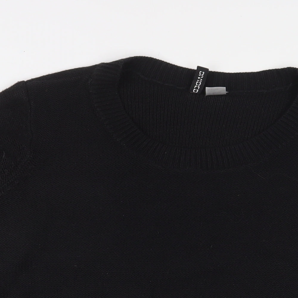 H&M Womens Black Crew Neck Acrylic Pullover Jumper Size 12