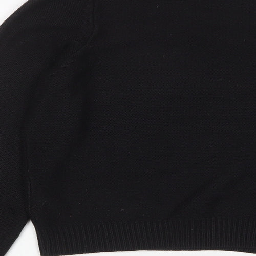H&M Womens Black Crew Neck Acrylic Pullover Jumper Size 12
