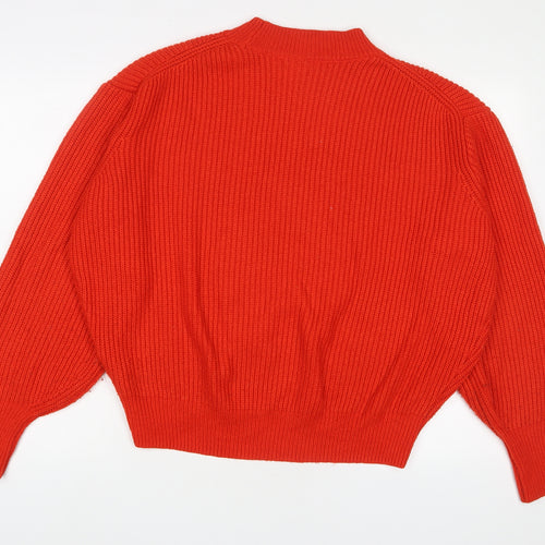 H&M Womens Red Round Neck Acrylic Pullover Jumper Size M
