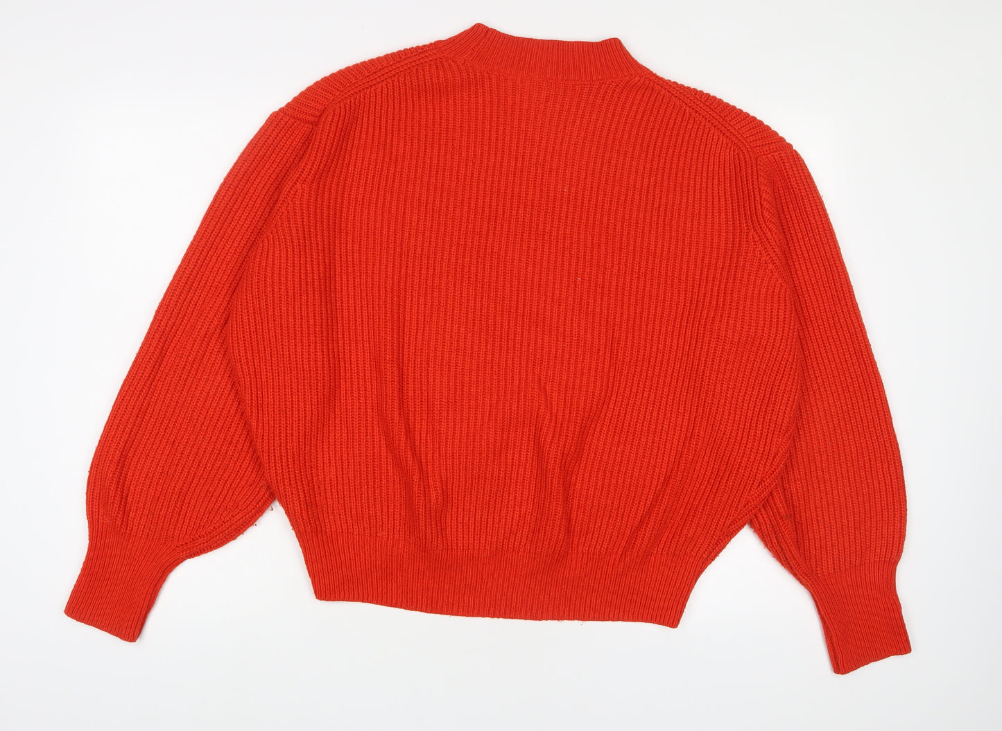 H&M Womens Red Round Neck Acrylic Pullover Jumper Size M