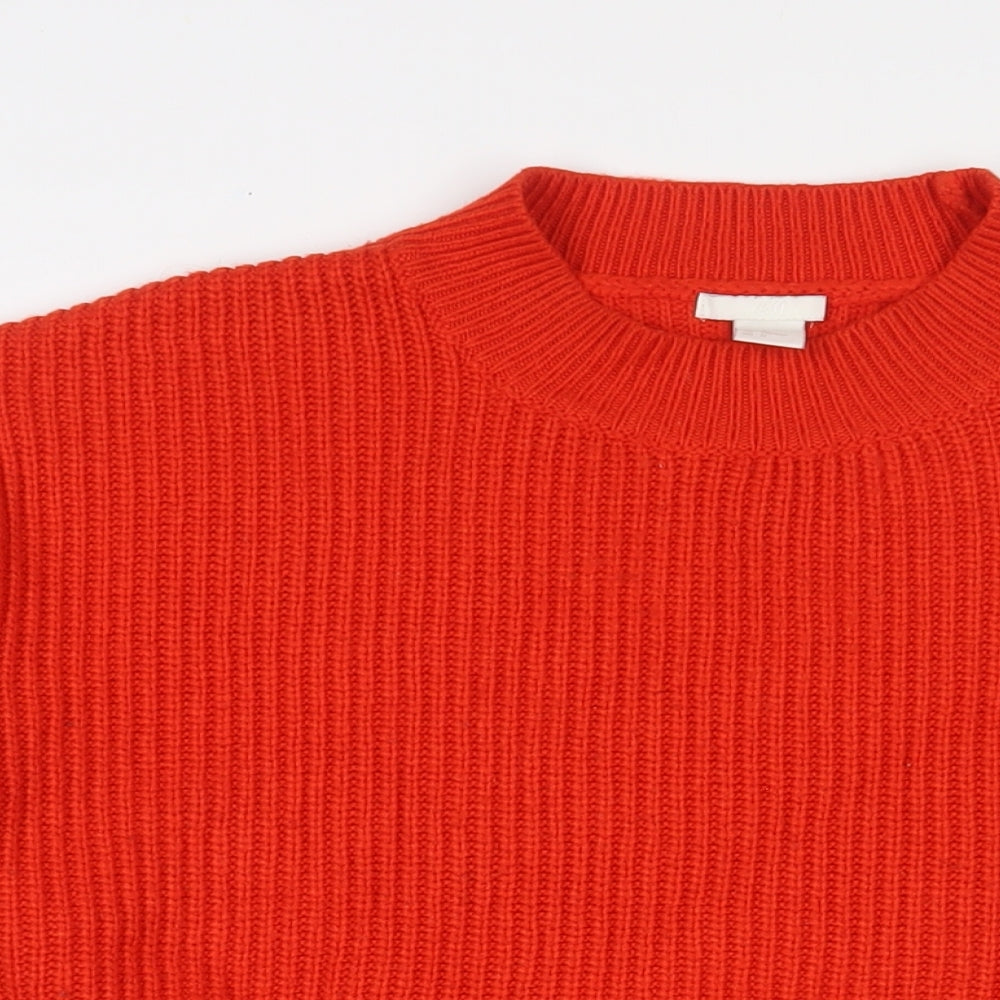 H&M Womens Red Round Neck Acrylic Pullover Jumper Size M