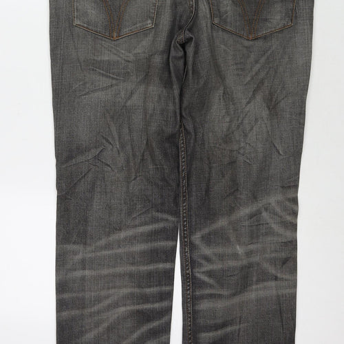 Dolce&Gabbana Mens Grey Cotton Straight Jeans Size 36 in L33 in Regular Zip