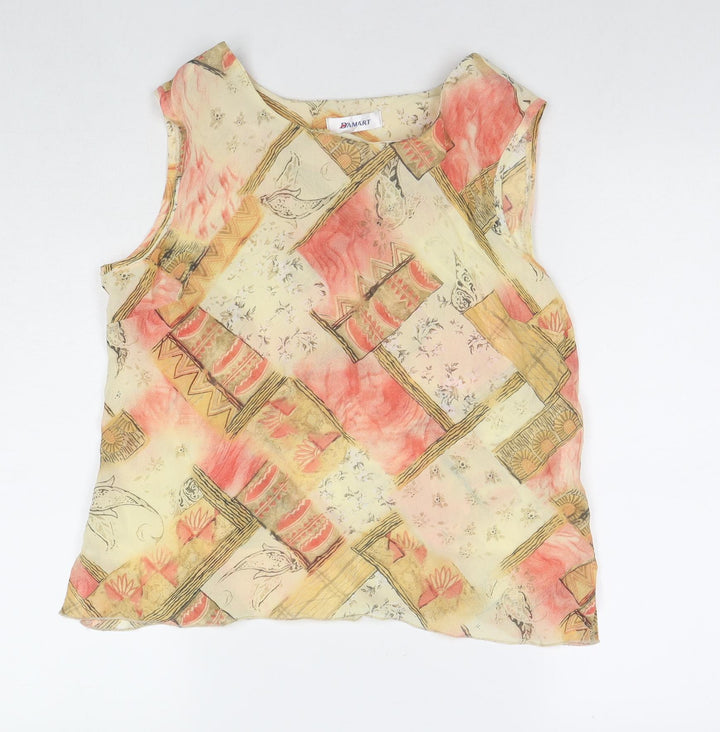Damart Womens Multicoloured Geometric Viscose Basic Tank Size 14 Round Neck