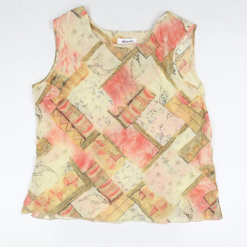 Damart Womens Multicoloured Geometric Viscose Basic Tank Size 14 Round Neck