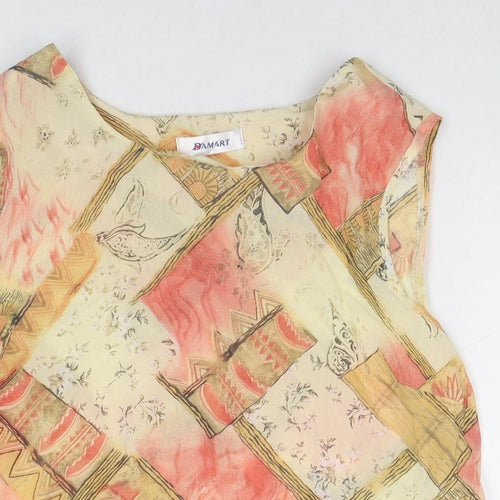 Damart Womens Multicoloured Geometric Viscose Basic Tank Size 14 Round Neck