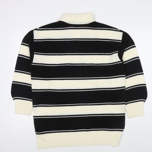 Divided by H&M Mens Multicoloured Collared Striped Acrylic Pullover Jumper Size S Long Sleeve